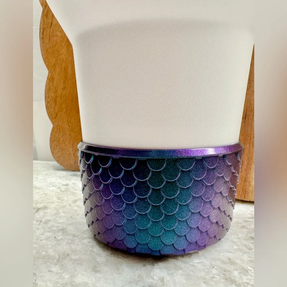 New Iridescent Purple & Green Mermaid Fish Scales Silicone Boot for Stanley Cup